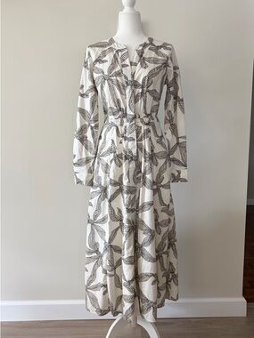 NWT Loft Long Sleeve Cotton Blend Midi Dress